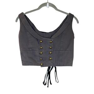 Renaissance Corset  Medieval Victorian  Overbust Gray Bustier Corset Tops XS